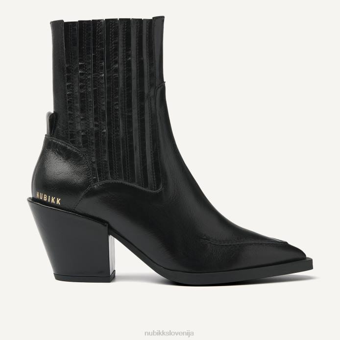 čevlje ženske Nubikk lakirani škornji liv boa BB4892 Črna