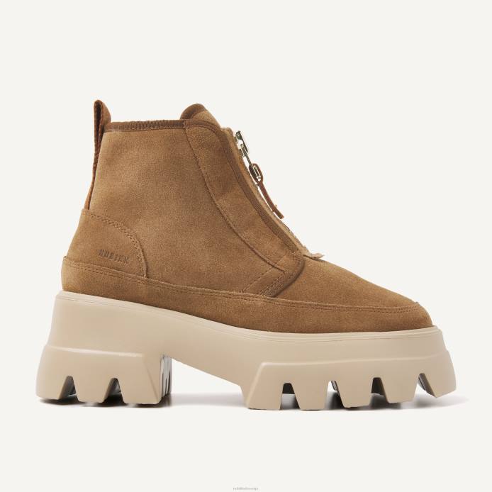 čevlje ženske Nubikk flore rock krzneni gležnjarji BB48174 konjak