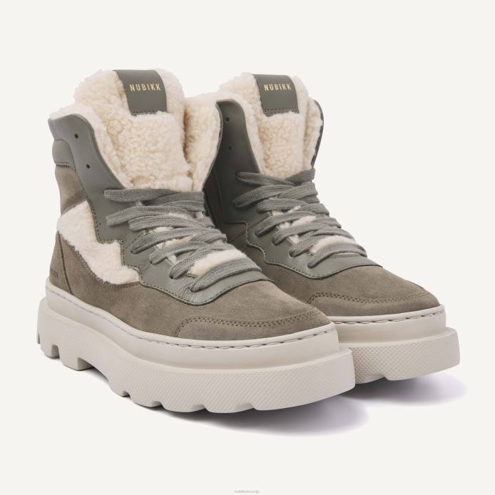 čevlje ženske Nubikk visoke superge s krznom monro macy BB48157 zelena